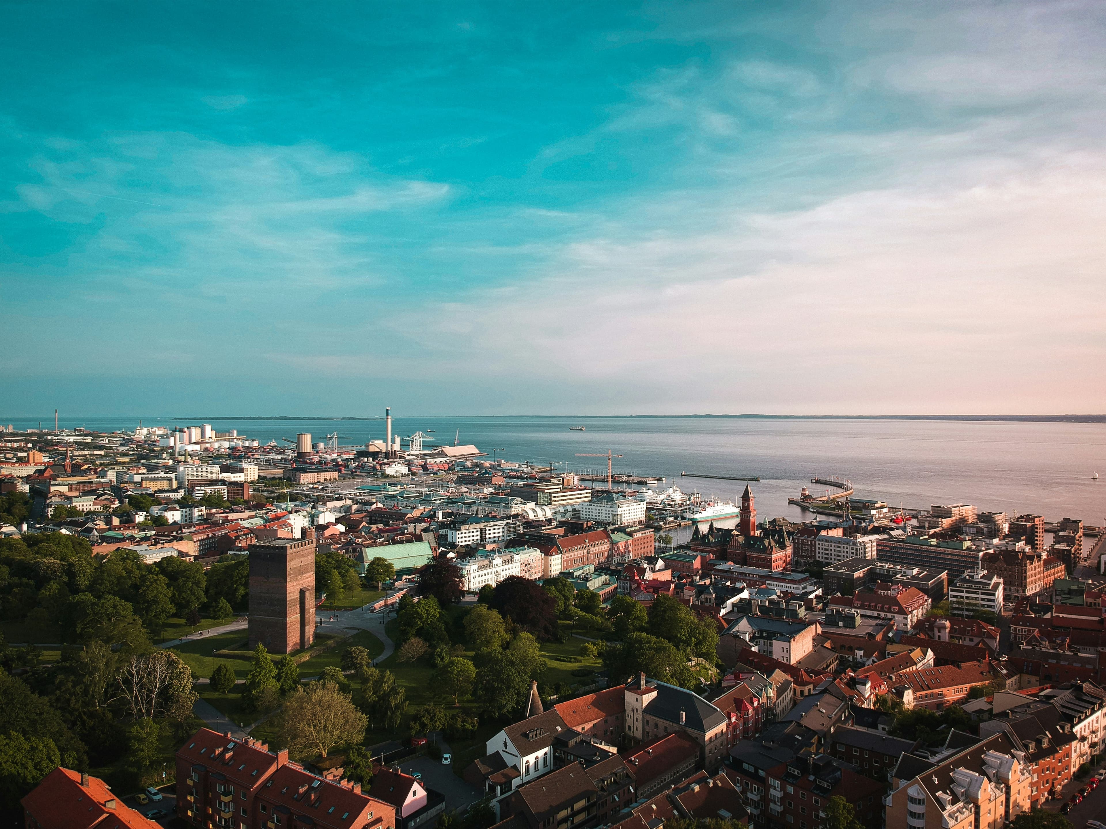 Vy över Helsingborg från höjdpunkt